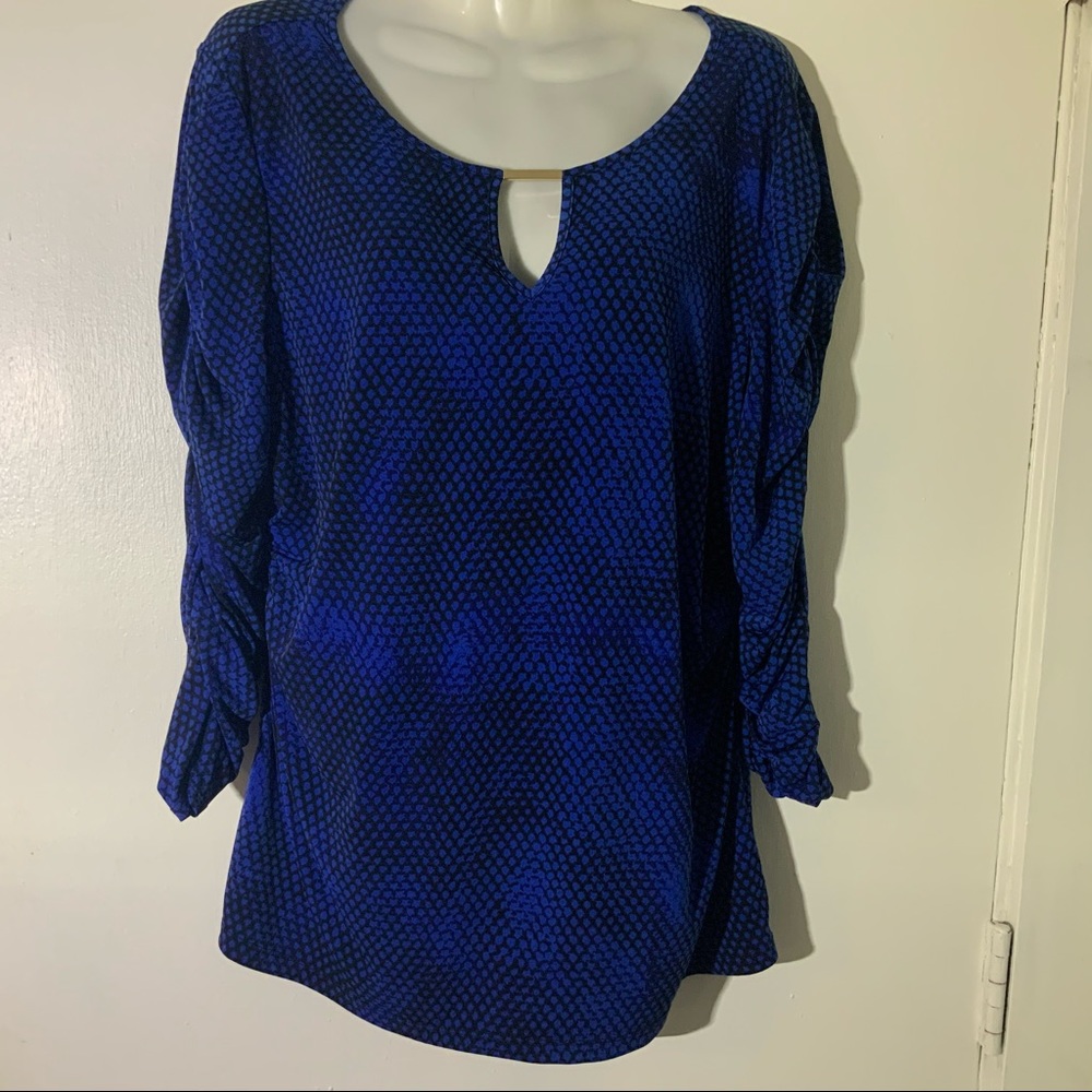 THALIA SODI blue shirred waist & long sleeves XL